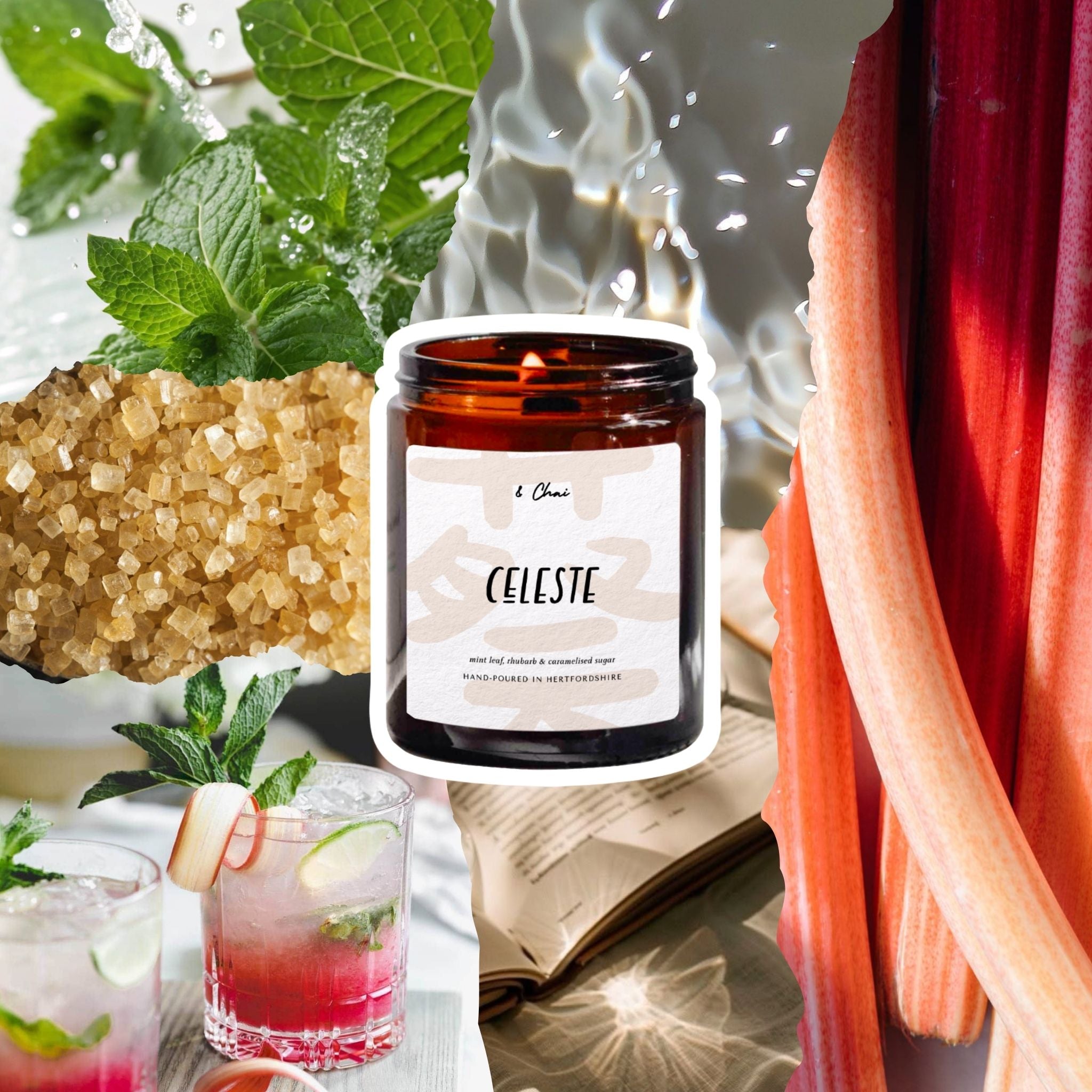 Celeste Soy Candle | Rhubarb & Mint Scent